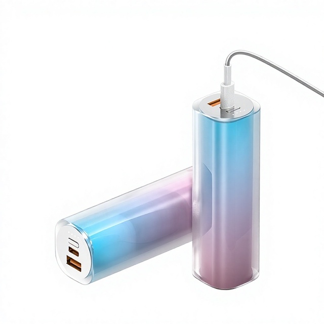 New Transparent Gradient Lipstick-style Plastic Power Bank 22.5W Fast Charging Mini Portable Capsule-shaped Lithium-ion Battery