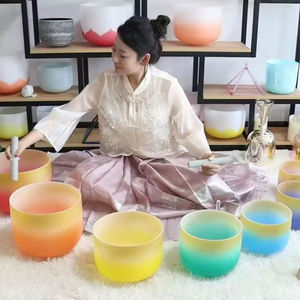 Personalizzazione dell'anima di cristallo di 7 colori Chakra dello strumento musicale della ciotola del suono al quarzo smerigliato - Product Image 1