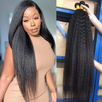 Lots de mèches de cheveux péruviens Kinky Straight, mèches de cheveux humains bruts, extensions Remy vierges pour femmes, trame Yaki texturée