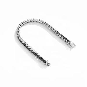 Bracelet tennis classique en moissanite et diamant noir, chaîne en argent sterling 925 plaqué, bijoux de mode étincelants, cadeau pour femme - Product Image 2