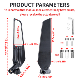 Espejos Retrovisores Laterales Universales para <span class=keywords><strong>Moto</strong></span>, Espejos Alerón para Motocicleta de Gran Tamaño, Accesorios Modificados - Product Image 2