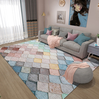 Tapis personnalisé en fibre de polyester 3D au design moderne pour salon, à poils ras, motif minimaliste, lavable en machine