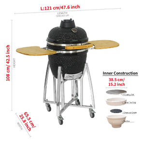 SEB <span class=keywords><strong>KAMADO</strong></span> Big <span class=keywords><strong>Joe</strong></span> Black Green Egg Grill en céramique de haute qualité de 18 pouces Barbecue à charbon de bois extérieur de jardin - Product Image 2