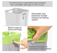 Conteneur de Déchets pour Animaux de Compagnie 3 Gallons, Bac à Litière pour Chats Anti-Odeur avec Insert Amovible, Poubelle Portable avec Sacs Désodorisants Gratuits