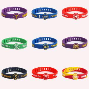 Silicone Vòng đeo tay thời trang bóng rổ Sao Logo dây đeo cổ tay khóa Ribbon ren lên chuỗi điều chỉnh kích thước vòng đeo tay - Product Image 1