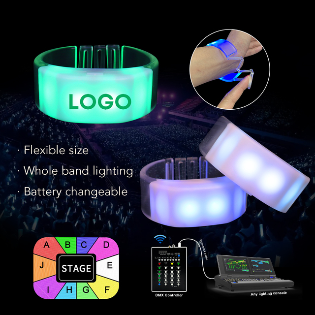 Led Synchronize Bracelet for Events Remote Controlled Led Wristband DMX Glow in Dark Wristbands Customised