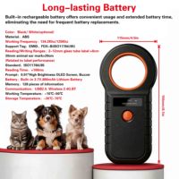 Lector de Microchips ISO 11784/11785 W90D FDX-B, Escáner de Mascotas Blanco/Negro, Escáner de Etiquetas para Animales, Escáner de Microchips para Animales