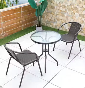 उच्च गुणवत्ता वाली हॉट सेलिंग आउटडोर डाइनिंग होटल एक टेबल दो कुर्सियों पानी पैटर्न प्लास्टिक सरल टेबल कुर्सी सेट - Product Image 1