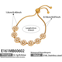 Bracelet unisexe tendance Mili, style Instagram européen et américain, rétractable, en acier inoxydable plaqué or 18 carats avec fleur en zircon, idéal comme cadeau