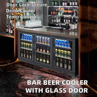 Réfrigérateur commercial vertical pour boissons avec refroidissement par ventilateur, 3 portes, pour bar et vitrine en verre