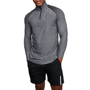 Betteractive спортивная рубашка четверти с длинным рукавом на молнии, с длинным рукавом, футболка для мужчин, с воротником-стойкой для тренинга