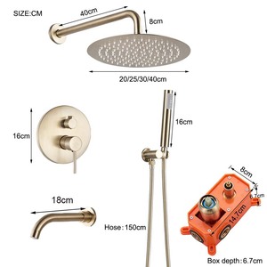 Robinet de douche encastré en laiton doré brossé, pommeau de douche pluie 8-16 pouces, mitigeur mural, certifié CE, personnalisable, vente en gros - Product Image 6