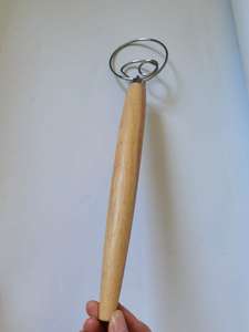 <span class=keywords><strong>Fouet</strong></span> à pâte danois à pain en acier inoxydable 13 pouces avec manche en bois pour pâtisserie, pizza pas cher - Product Image 5