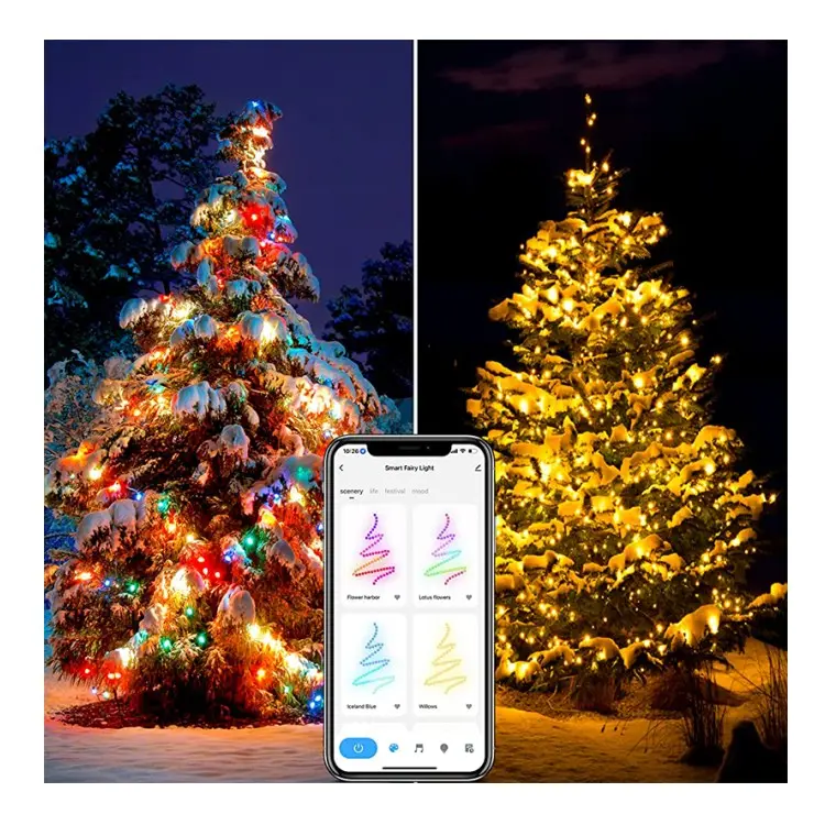Zhihui Smart Decoration Led Christmas String Light App Control Light String Multi-Color Rgb Led Fairy Lights
