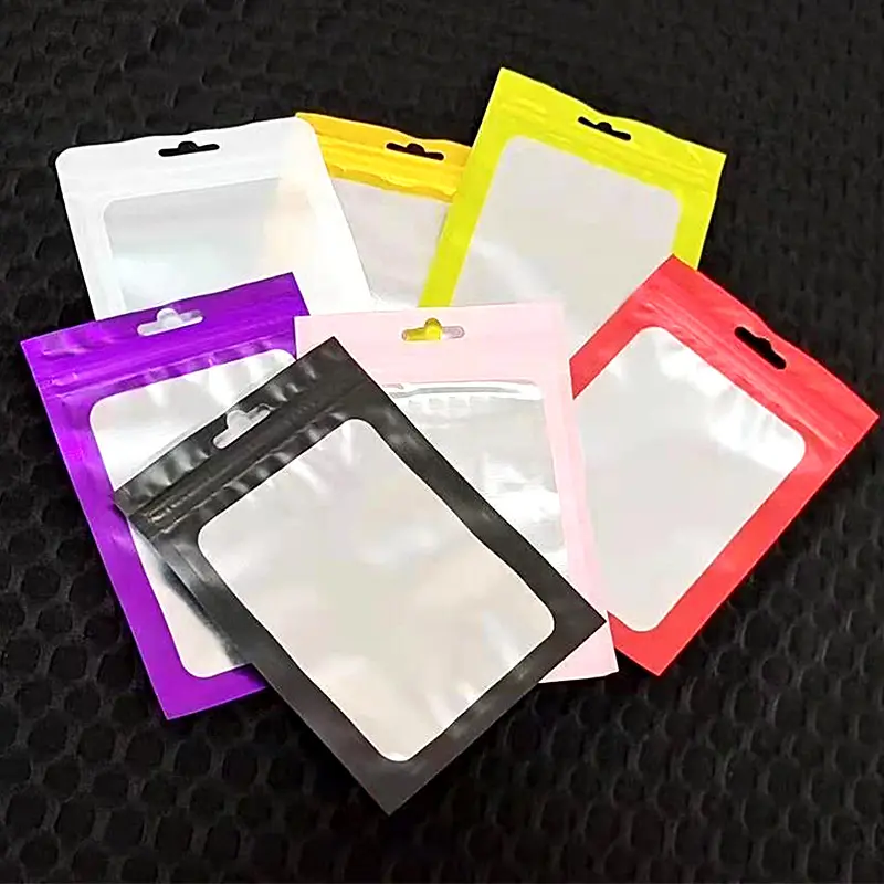 Пользовательский многоразовый матовый пластиковый пакет из алюминиевой фольги с застежкой-молочкой и мешком, упаковка с окошком и подвесным отверстием