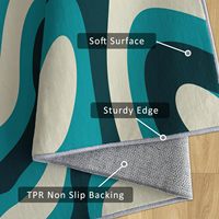 Maßgefertigter Großer Blauer Kunstkaschmir-Teppich Maschinengefertigt Waschbar Wohnzimmer Mid-Century Retro Gemustert Innenbereich Teppich Weich Rutschfest