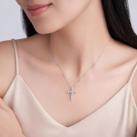 Pendentif en Moissanite VVS1 certifié GRA couleur D, en argent sterling S925, avec croix exquise, collier ajustable, vente en gros d'usine