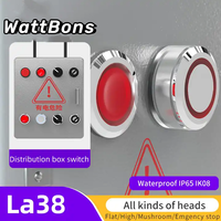 Interruptor de botón de enganche de 22mm LED IP65 24V autoblocante punto plateado 1NO1NC interruptor de parada de emergencia