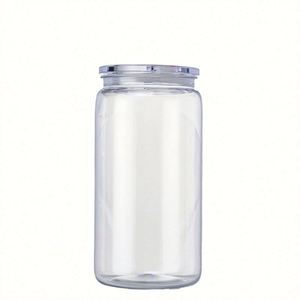Gobelets en forme de canette de bière de 16 oz, bouteille à boisson en plastique givré de 16 oz avec couvercle - Product Image 1