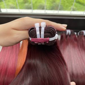 Meilleure vente!!! Machine à tisser super doublement étirée pour cheveux vietnamiens bruts couleur vin rouge Fournisseurs de cheveux raides - Product Image 2