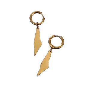 Pendientes Colgantes de Acero Inoxidable con Mapa de Palestina, Plateados en Plata, Oro de 18k y Oro Rosa - Product Image 1