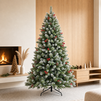 Sapin de Noël de luxe MaoSheng, artificiel, en PE+PVC, blanc neige, sur pied, branches complètes, LED blanc chaud, OEM, personnalisable, vente en gros
