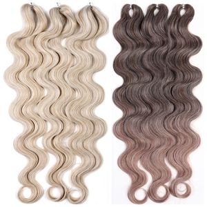 Extension Capelli Sintetici All'ingrosso di Alta Qualità in Fibra Premium Resistente al Calore Body Wave Ombré Biondo per <span class=keywords><strong>Trecce</strong></span> e Lavorazione all'Uncinetto - Product Image 1