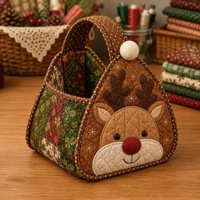 Kit de Bricolage Sac à Main de Noël en Polyester – 9 Motifs : Bonhomme de Pain d'Épices, Casse-Noisette, Ours, Oiseau Rouge, Sapin de Noël, Pingouin – Lot en Gros
