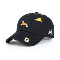 Casquettes de baseball personnalisées 6 panneaux réglables 100% coton, casquette de baseball souple en coton lavé, couleur unie, logo personnalisé, broderie chien