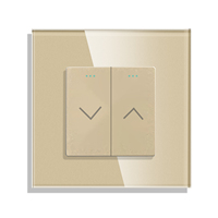 Interrupteur de rideau à enroulement Bingoelec avec voyant lumineux, panneau tactile en verre, interrupteur mural intelligent pour rideau à enroulement EU/UK, interrupteur mécanique