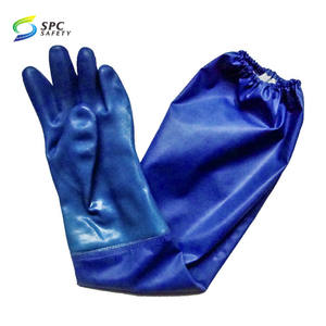 Широко используется для морского рыболовства, химически стойкая полная защита рук, удлиненная манжета, синяя Водонепроницаемая Перчатка из ПВХ - Product Image 2
