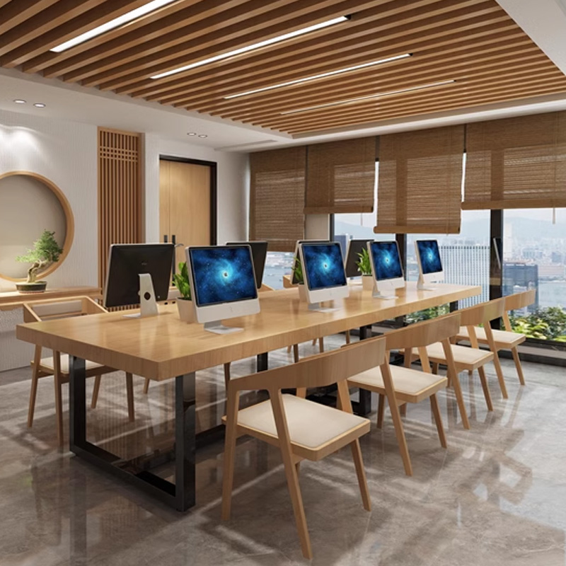 Modern Design Solid Wood Large Desk Foldable Conference Table Log Office Workbench for Commercial Negotiation Computer Table