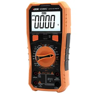 VC890C + Multimeter Digital True RMS 100%, Tester perlindungan penuh multifungsi 2000 menghitung 1000V 20A