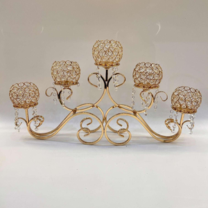 Candelabri Dorati Centrotavola per Matrimoni Europei Decorazione per Eventi e Cene Ornamenti per Candele - Product Image 3