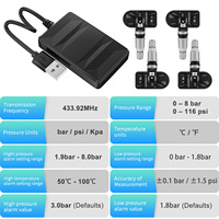 TPMS Android Bluetooth 2 en 1, Sistema de Monitoreo de Presión de Neumáticos Interno de 433MHz con USB, Pantalla en Aplicación Móvil