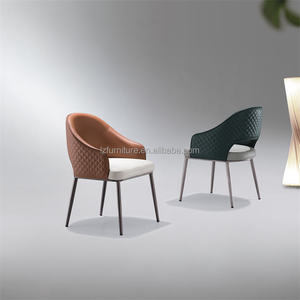Quilted Details Eco Faux Leather Upholstered Curved Backrest Comfortable <b>Padded</b> Dining Room Dining <b>Chair</b> With Durable Metal Legs - Product Image 2