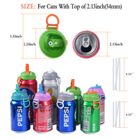 Couvre-boîte de soda avec paille, couvercle de boîte de soda avec paille en silicone sans BPA, réutilisable, compatible avec les boîtes standard