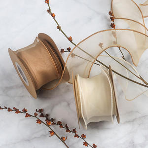 Fashion pita Organza poliester tipis pita Organza warna-warni untuk kemasan hadiah bunga kue - Product Image 1