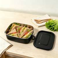 Boîte à lunch en acier inoxydable 304 à paroi simple, sans BPA, étanche, compatible lave-vaisselle, avec boucle en silicone, idéale pour le camping et le bureau – Offre Spéciale