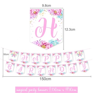 Ensemble de fête d'anniversaire licorne nouveau Design, accessoires de décoration, plateau en papier, <span class=keywords><strong>serviette</strong></span> en papier, tasse, décoration d'anniversaire pour enfants - Product Image 5