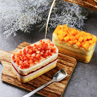 Boîte à Tiramisu jetable et recyclable en PS de qualité alimentaire avec couvercle transparent – Emballage pour pâtisseries occidentales, mousses et desserts