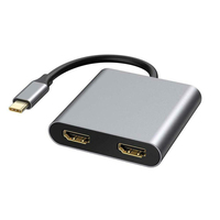 Adaptateur USB C 4 en 1 vers double HDMI, convertisseur vidéo USB 3.1 Type C vers double écran HDMI, hub USB 3.0 PD 4K pour MacBook iMac