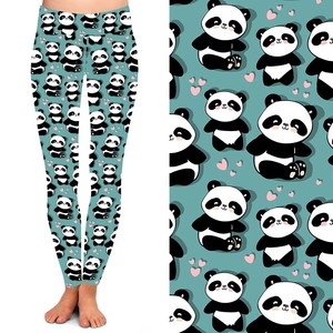 Dropshipping de alta calidad 92% poliéster 8% spandex 230gsm buttery suave <span class=keywords><strong>rosa</strong></span> corazón Panda Leggings - Product Image 2