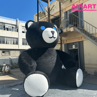 Ours géant gonflable noir en peluche de 3 m – Décoration de Noël, accessoire de dessin animé pour centre commercial et événements extérieurs de fin d'année