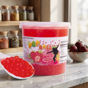 Boba de Fresa para Té de Burbujas, Ingredientes 3.2kg, 4 Tarrinas/Caja, Rosa Transparente, para Helado, Yogur y Cócteles, Pinshan STR 12 - Product Image 3
