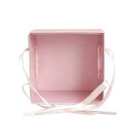 Boîte cosmétique rigide en carton biodégradable rose personnalisée, doublure en éponge, boîte en papier écologique, fenêtre transparente en PVC, ruban