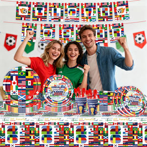 Vaisselle à thème drapeau Coupe du Monde 2026 : Assiettes décoratives en papier, gobelets en papier, serviettes en papier, bannières, drapeaux, fournitures de fête - Product Image 3
