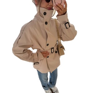 Manteau <span class=keywords><strong>court</strong></span> <span class=keywords><strong>trench</strong></span> rétro XY pour <span class=keywords><strong>femme</strong></span>, nouvelle collection automne, à double boutonnage, col montant, cintré avec ceinture - Product Image 6