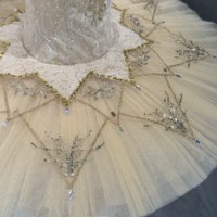 Gaun Tutu Balet Profesional Warna Emas untuk Anak Perempuan, Model Pancake Tutu untuk Pertunjukan & Kompetisi Swan Lake