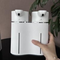 Distributeur de savon automatique sans contact 2-en-1 à double pompe grande capacité 800 ml, double sortie mousse et gel, batterie 2400 mAh pour usage domestique